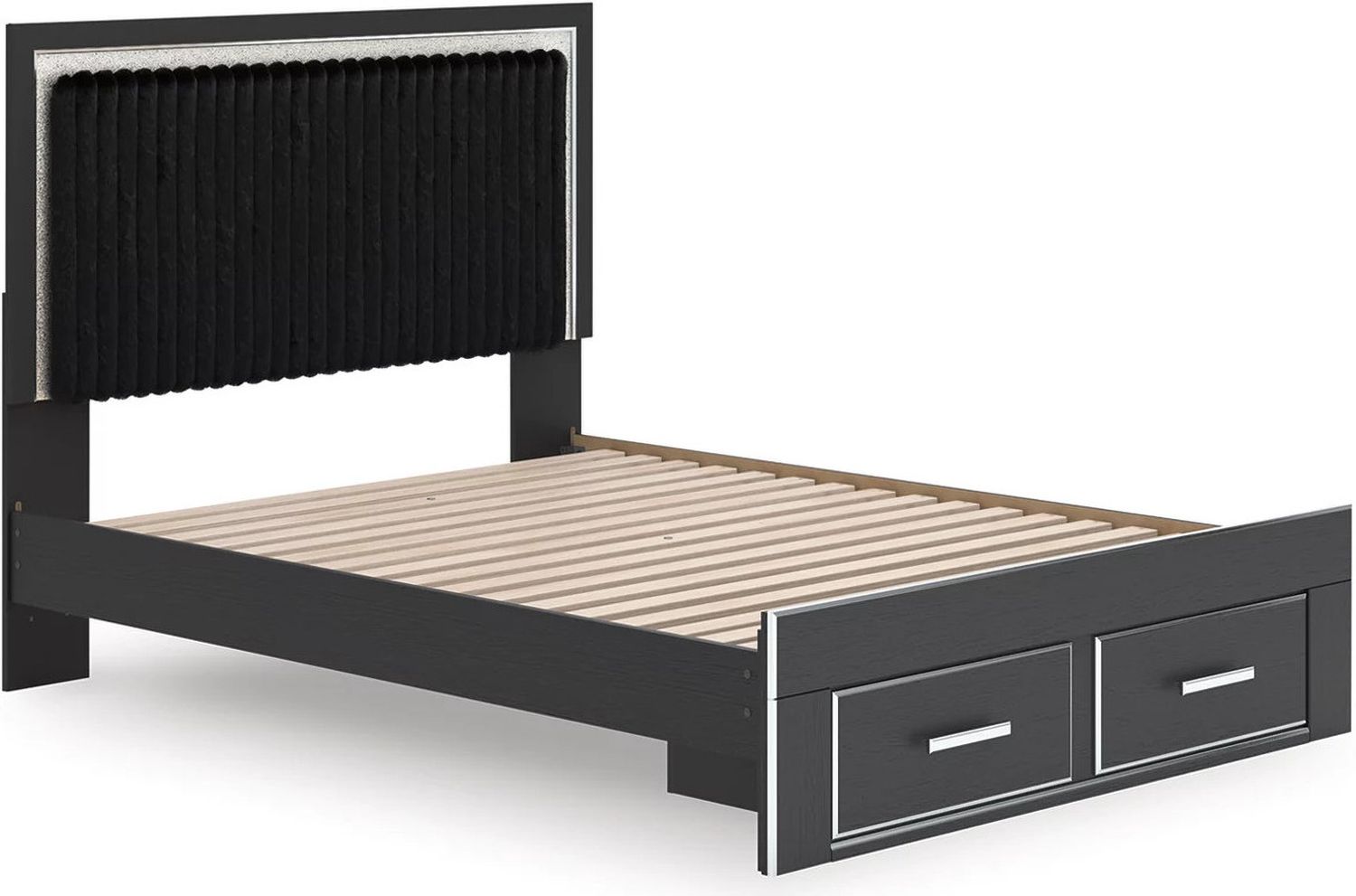 Ravalori Queen Upholstered Panel Storage Bed In Black NCB3380B4