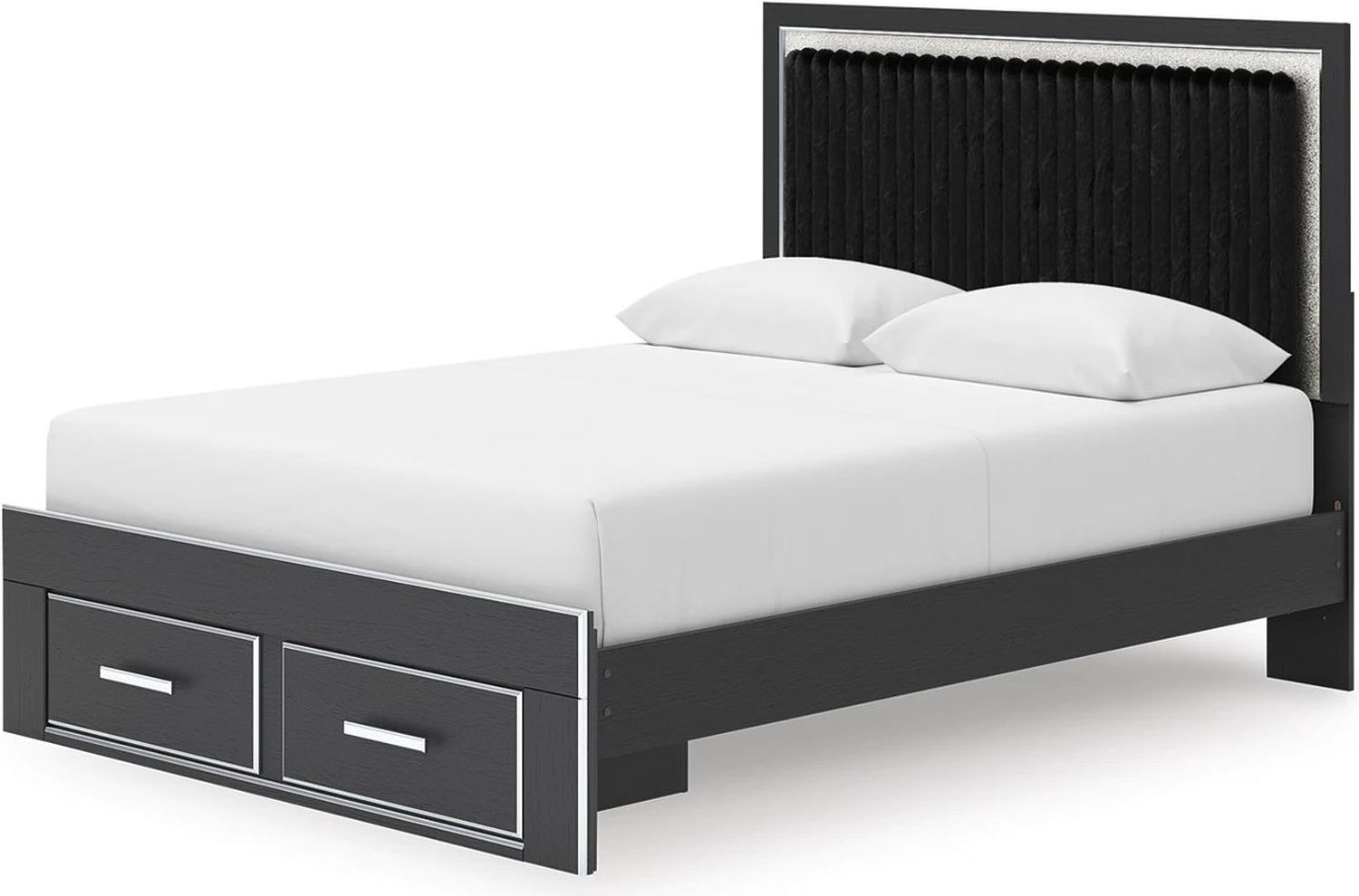 Ravalori Queen Upholstered Panel Storage Bed In Black NCB3380B4