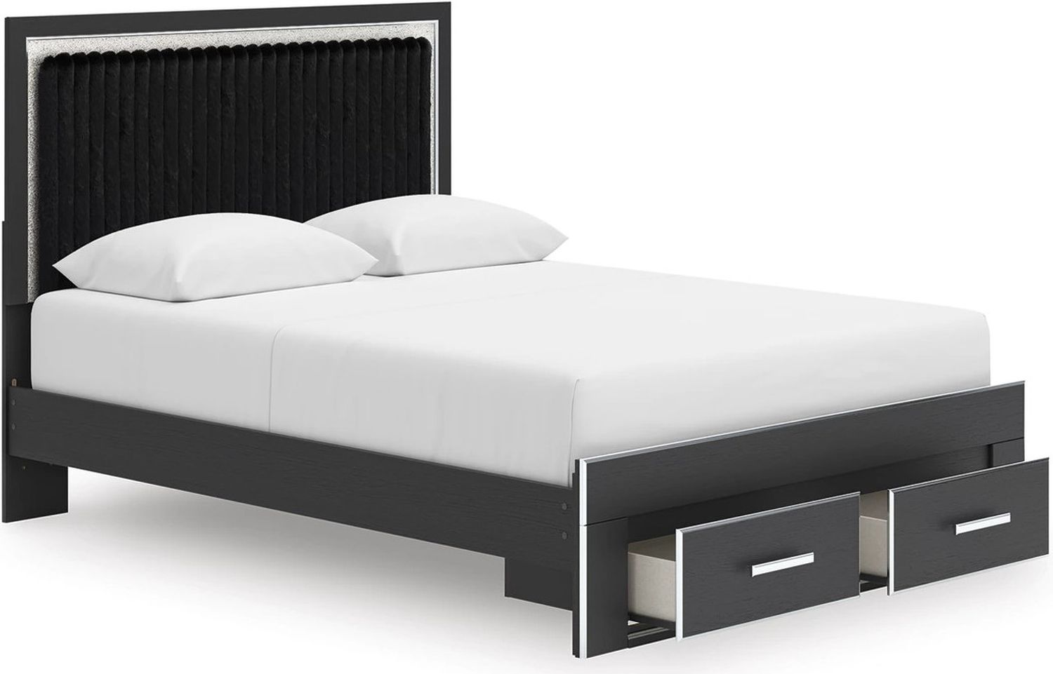 Ravalori Queen Upholstered Panel Storage Bed In Black NCB3380B4