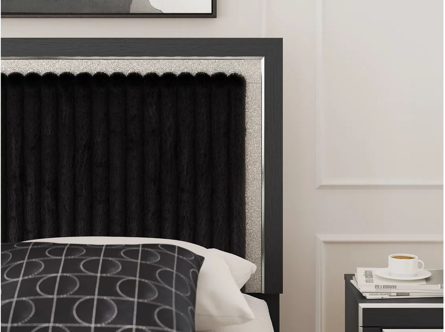 Ravalori Queen Upholstered Panel Storage Bed In Black NCB3380B4