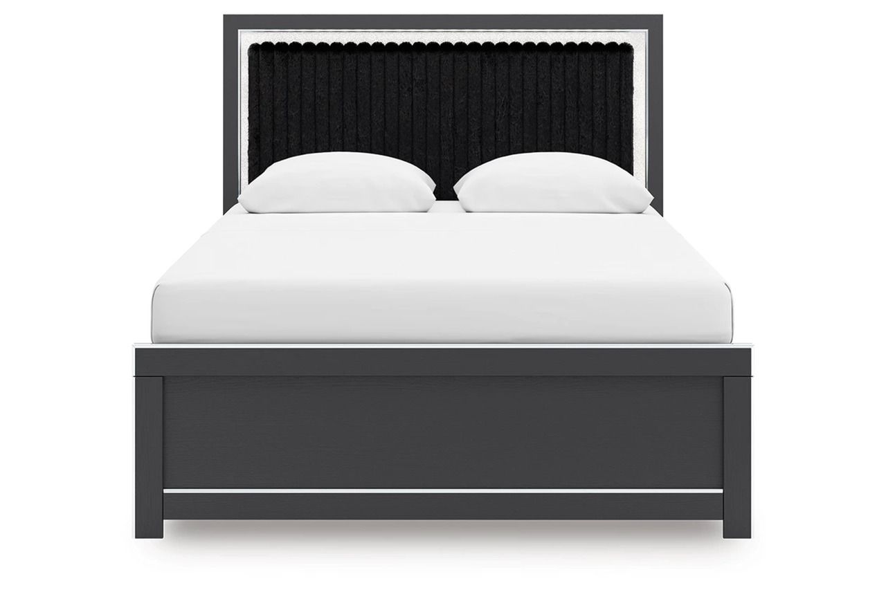 Ravalori Queen Upholstered Panel Bed In Black NCB3380B6