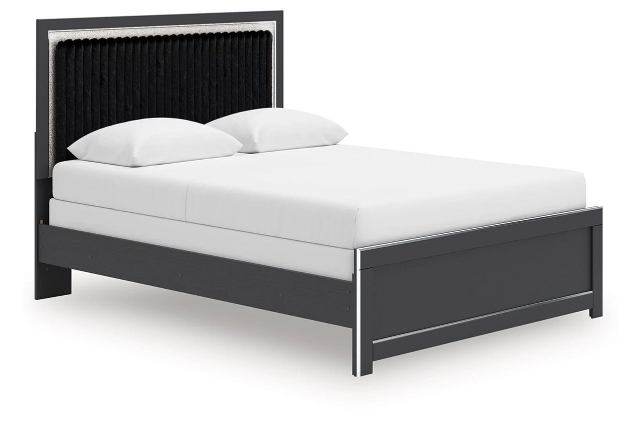 Ravalori Queen Upholstered Panel Bed In Black NCB3380B6