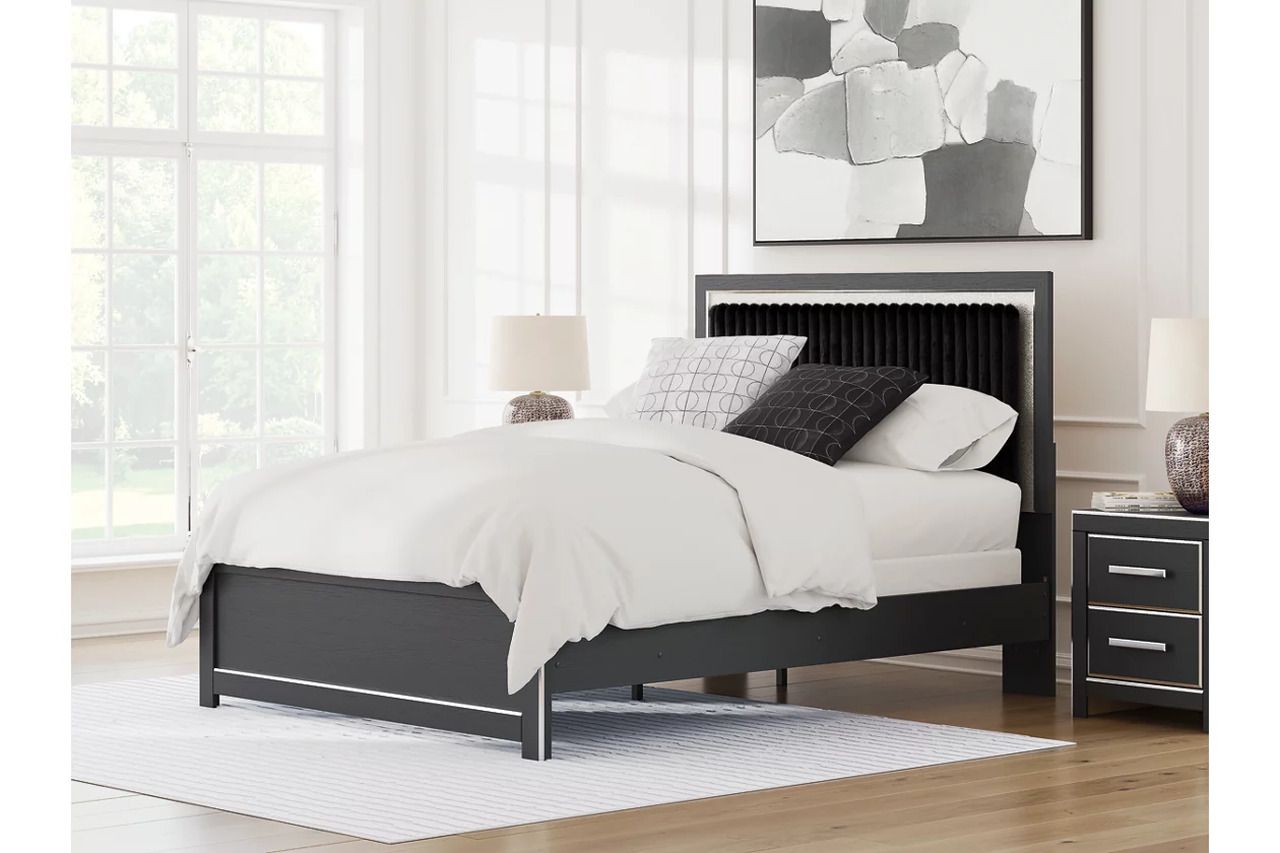 Ravalori Queen Upholstered Panel Bed In Black NCB3380B6