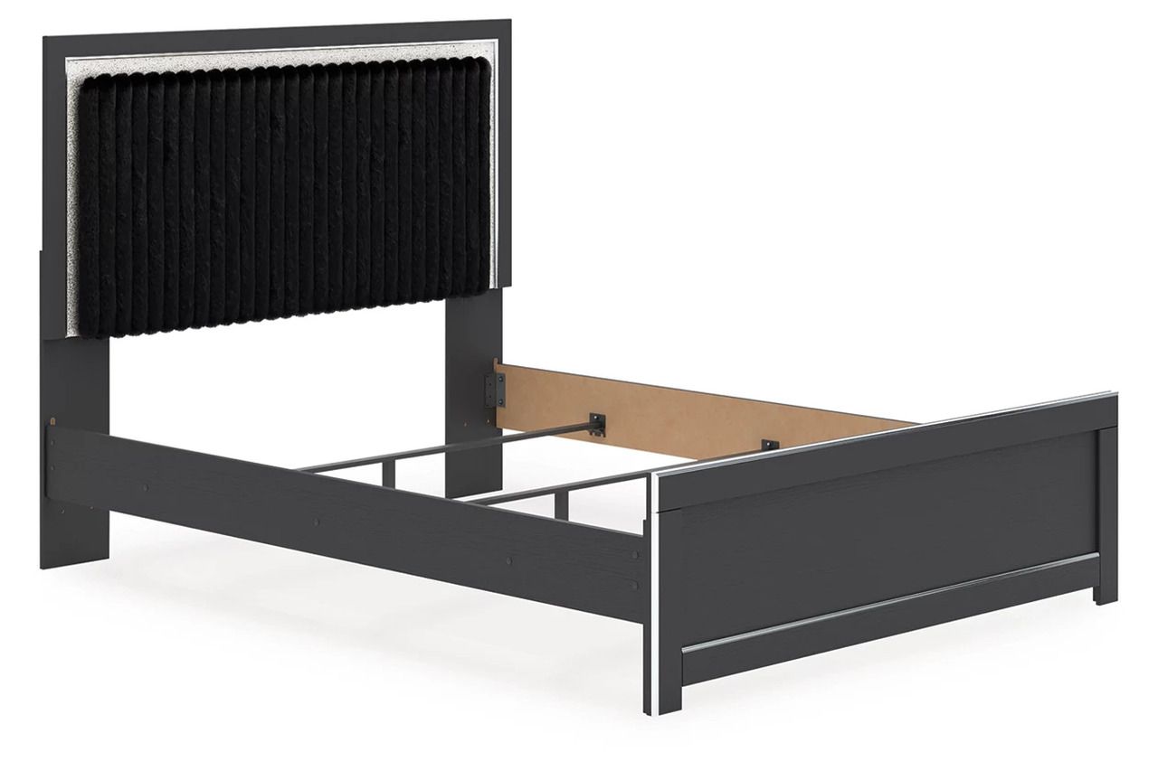 Ravalori Queen Upholstered Panel Bed In Black NCB3380B6