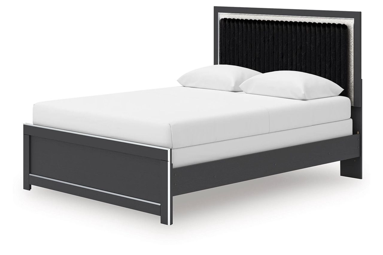 Ravalori Queen Upholstered Panel Bed In Black NCB3380B6