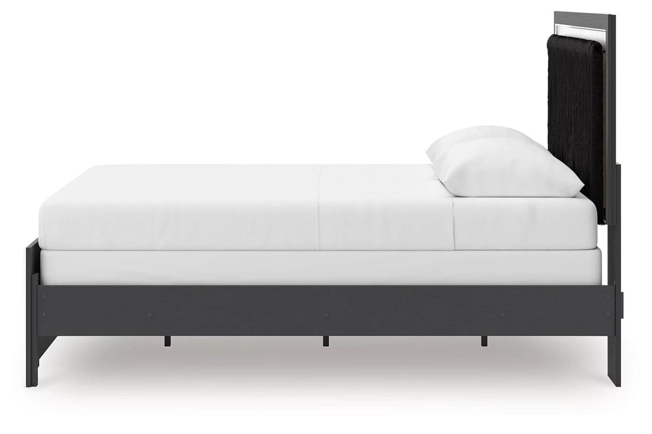 Ravalori Queen Upholstered Panel Bed In Black NCB3380B6