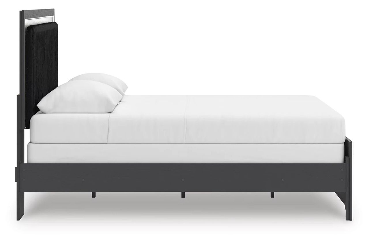 Ravalori Queen Upholstered Panel Bed In Black NCB3380B6