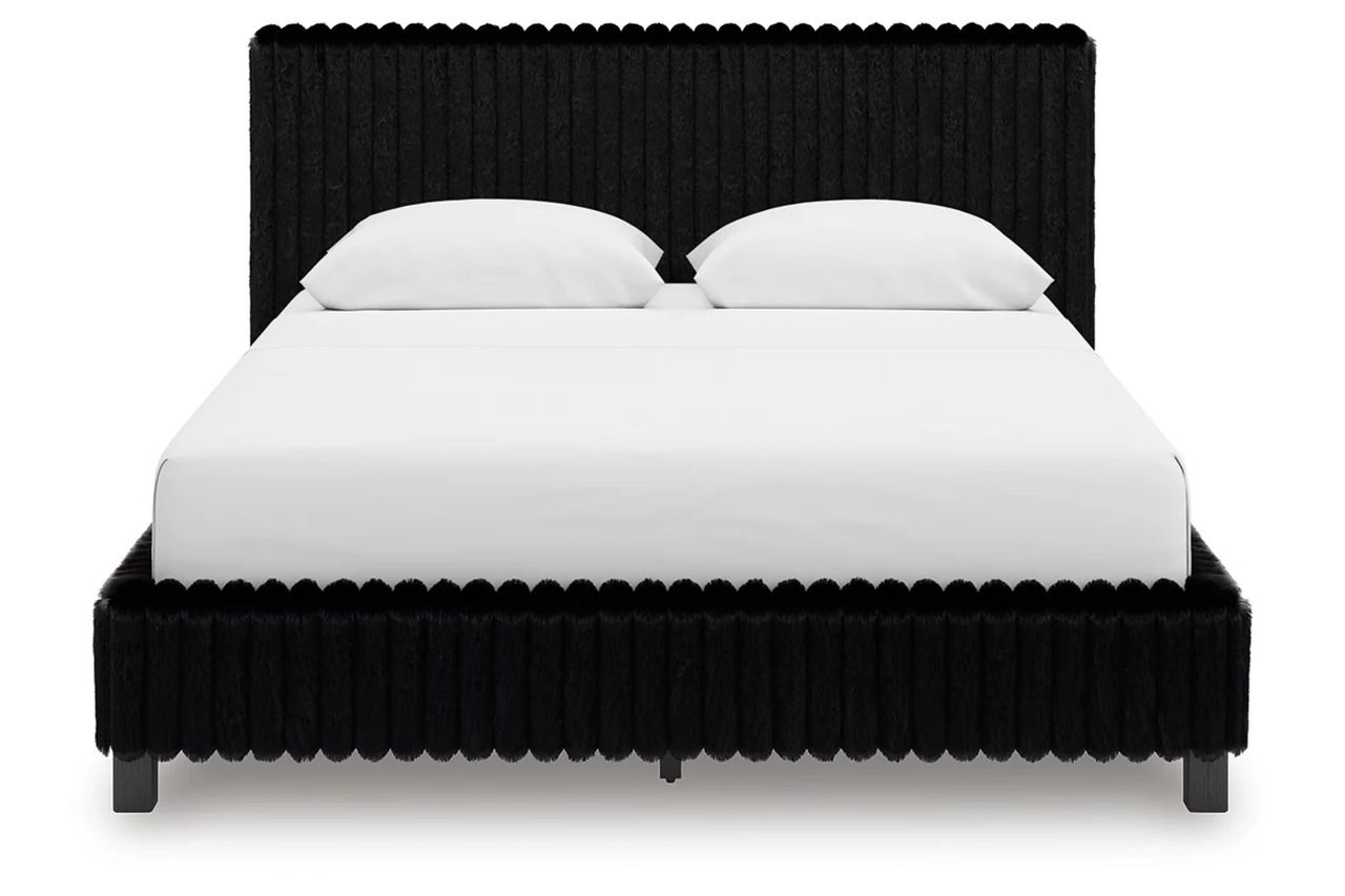 Ravalori Queen Upholstered Bed In Black NCB3380B8