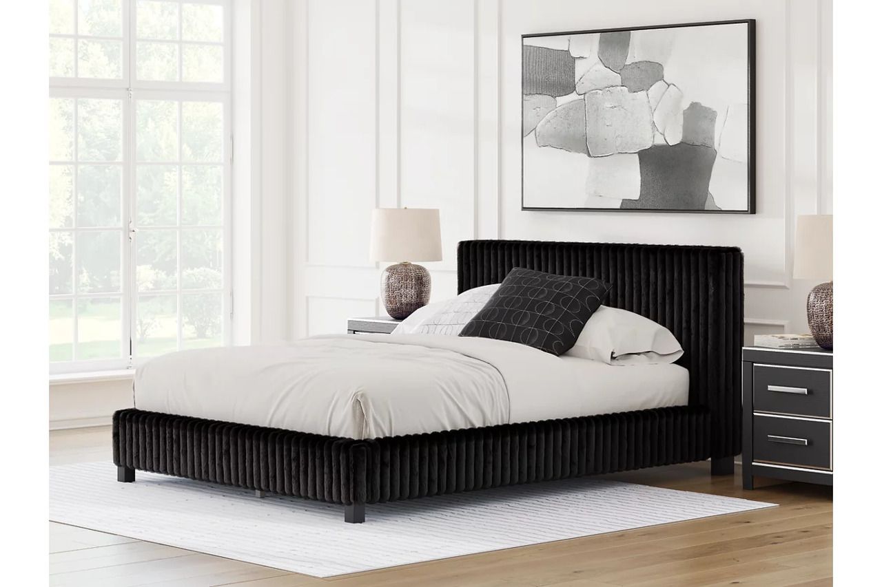 Ravalori Queen Upholstered Bed In Black NCB3380B8