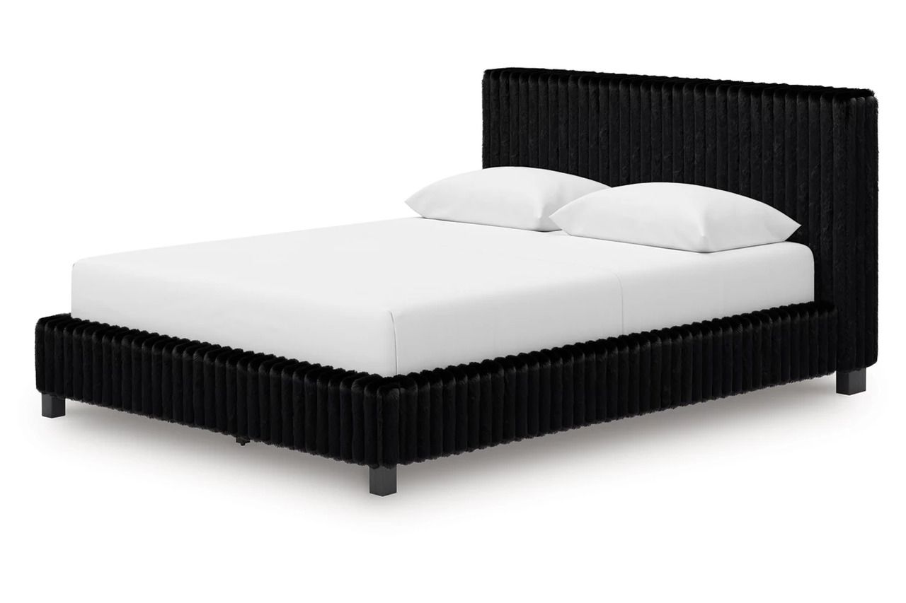 Ravalori Queen Upholstered Bed In Black NCB3380B8