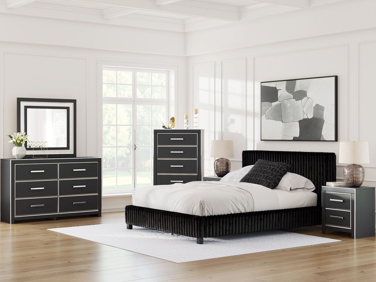 Ravalori Queen Upholstered Bed In Black NCB3380B8