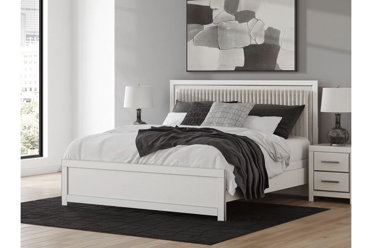 Ravalori King Upholstered Panel Bed In White NCB3381B10