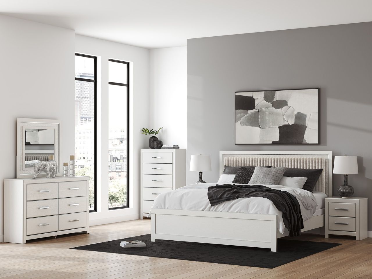 Ravalori King Upholstered Panel Bed In White NCB3381B10