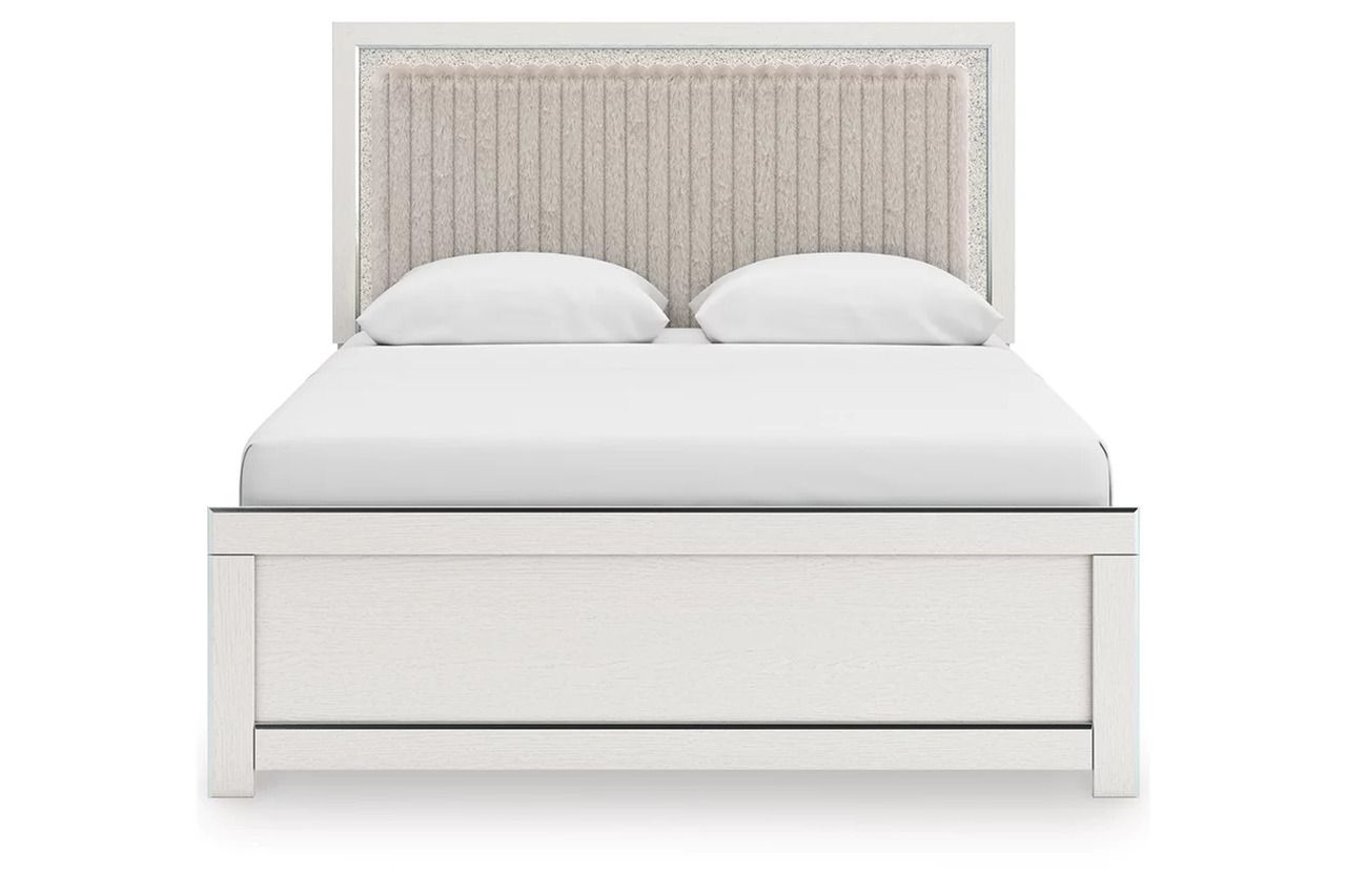 Ravalori Queen Upholstered Panel Bed In White NCB3381B2