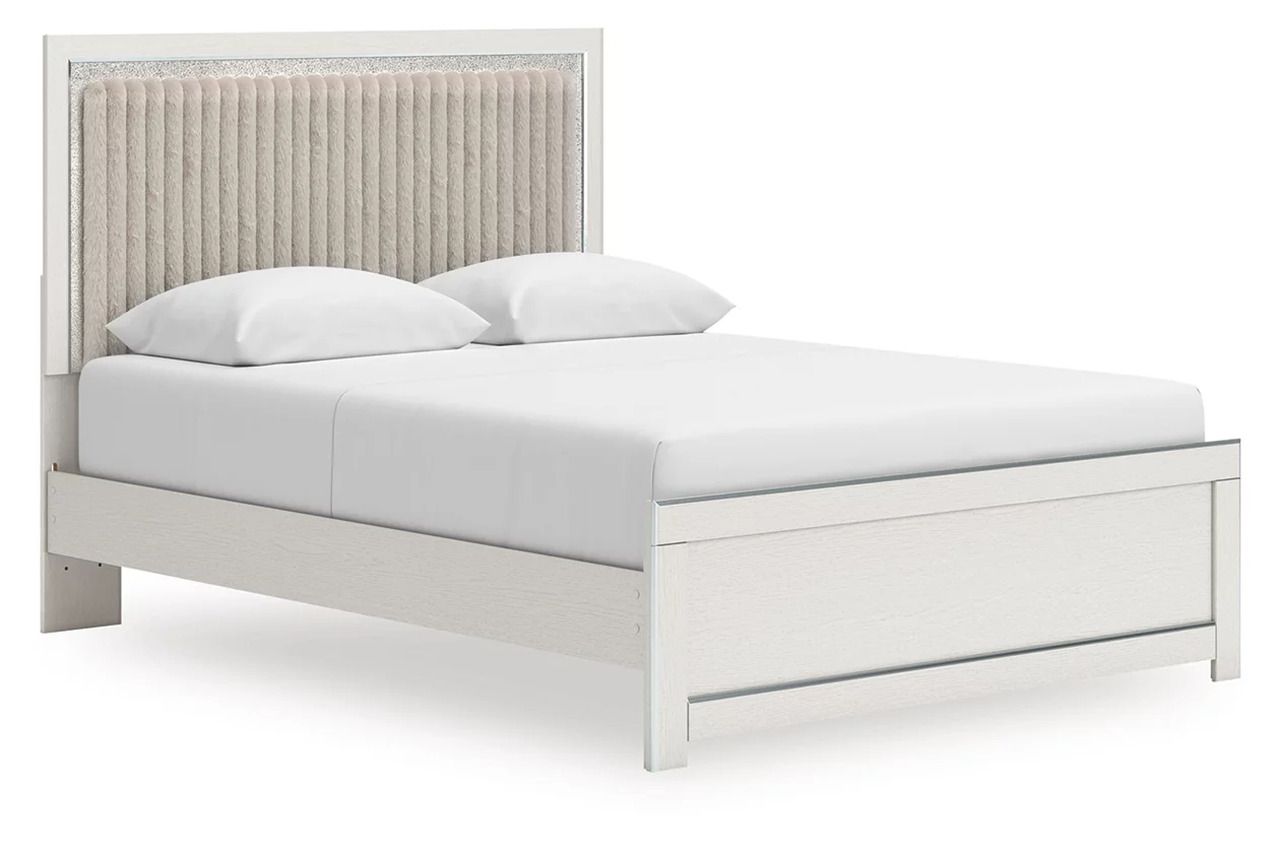 Ravalori Queen Upholstered Panel Bed In White NCB3381B2