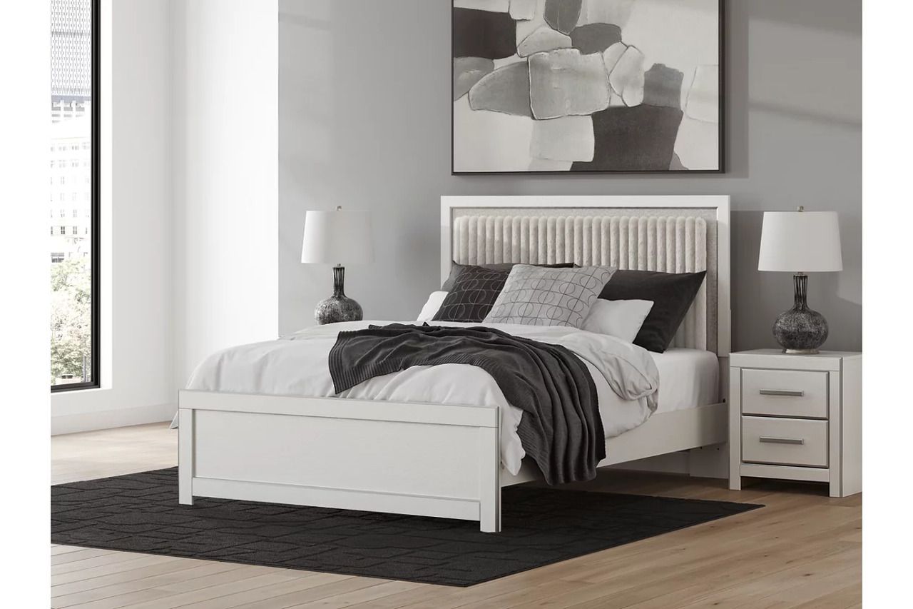 Ravalori Queen Upholstered Panel Bed In White NCB3381B2