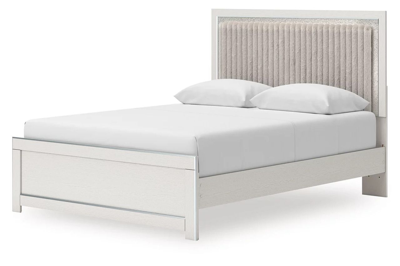 Ravalori Queen Upholstered Panel Bed In White NCB3381B2
