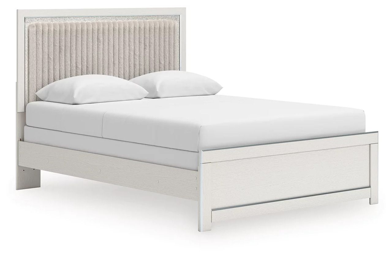 Ravalori Queen Upholstered Panel Bed In White NCB3381B6