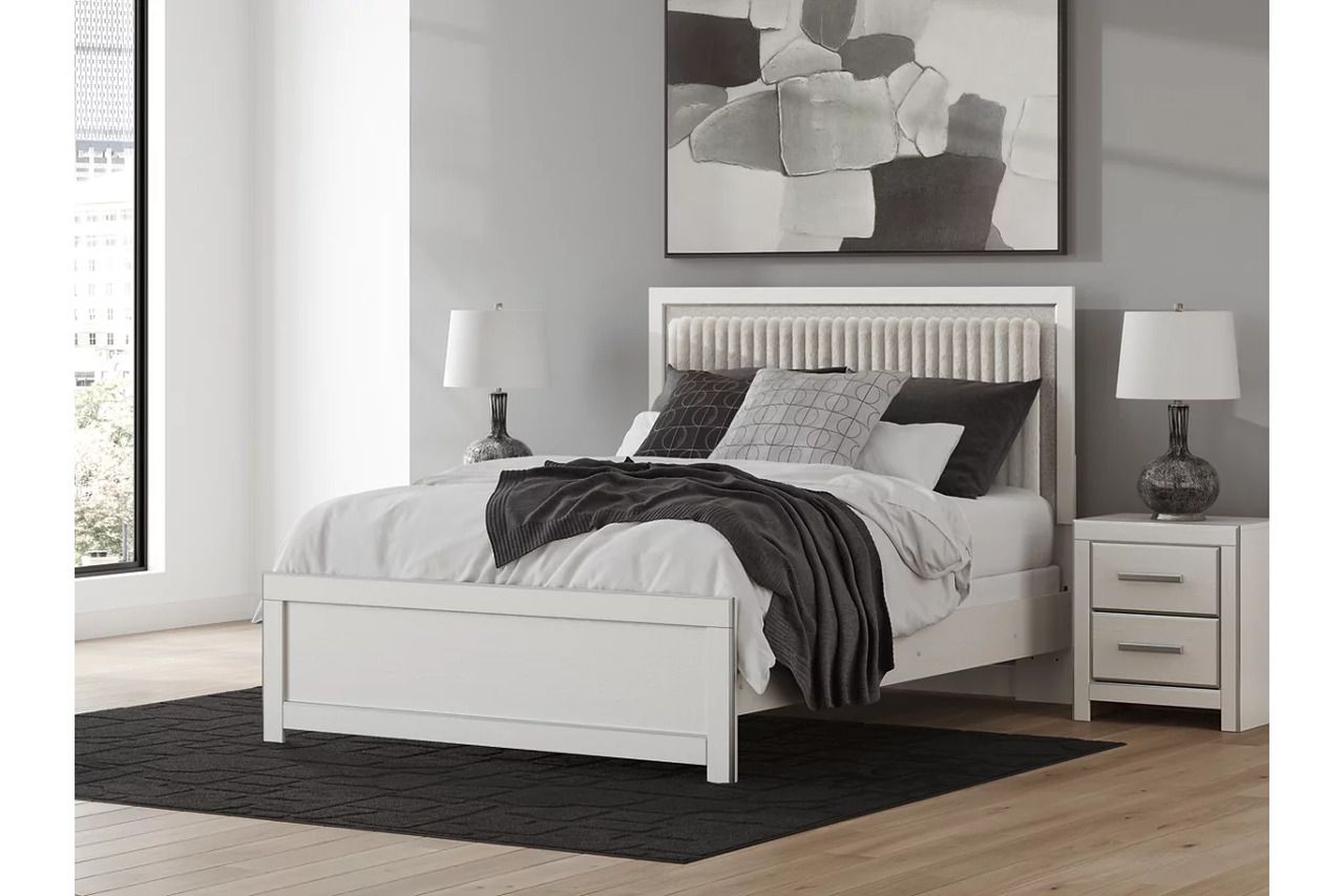 Ravalori Queen Upholstered Panel Bed In White NCB3381B6