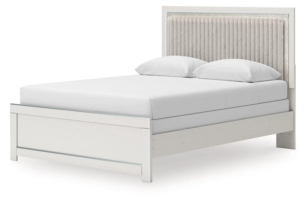 Ravalori Queen Upholstered Panel Bed In White NCB3381B6