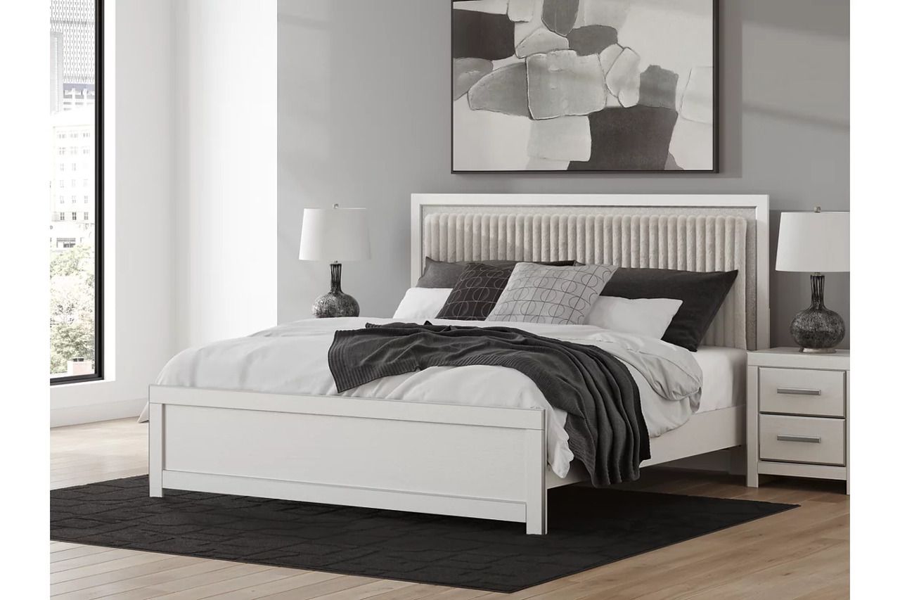 Ravalori King Upholstered Panel Bed In White NCB3381B8