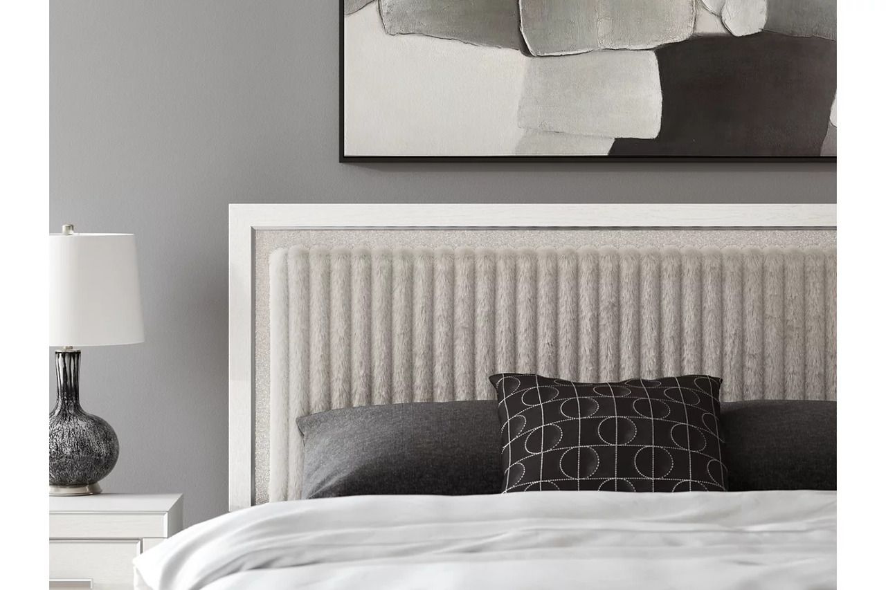 Ravalori King Upholstered Panel Bed In White NCB3381B8