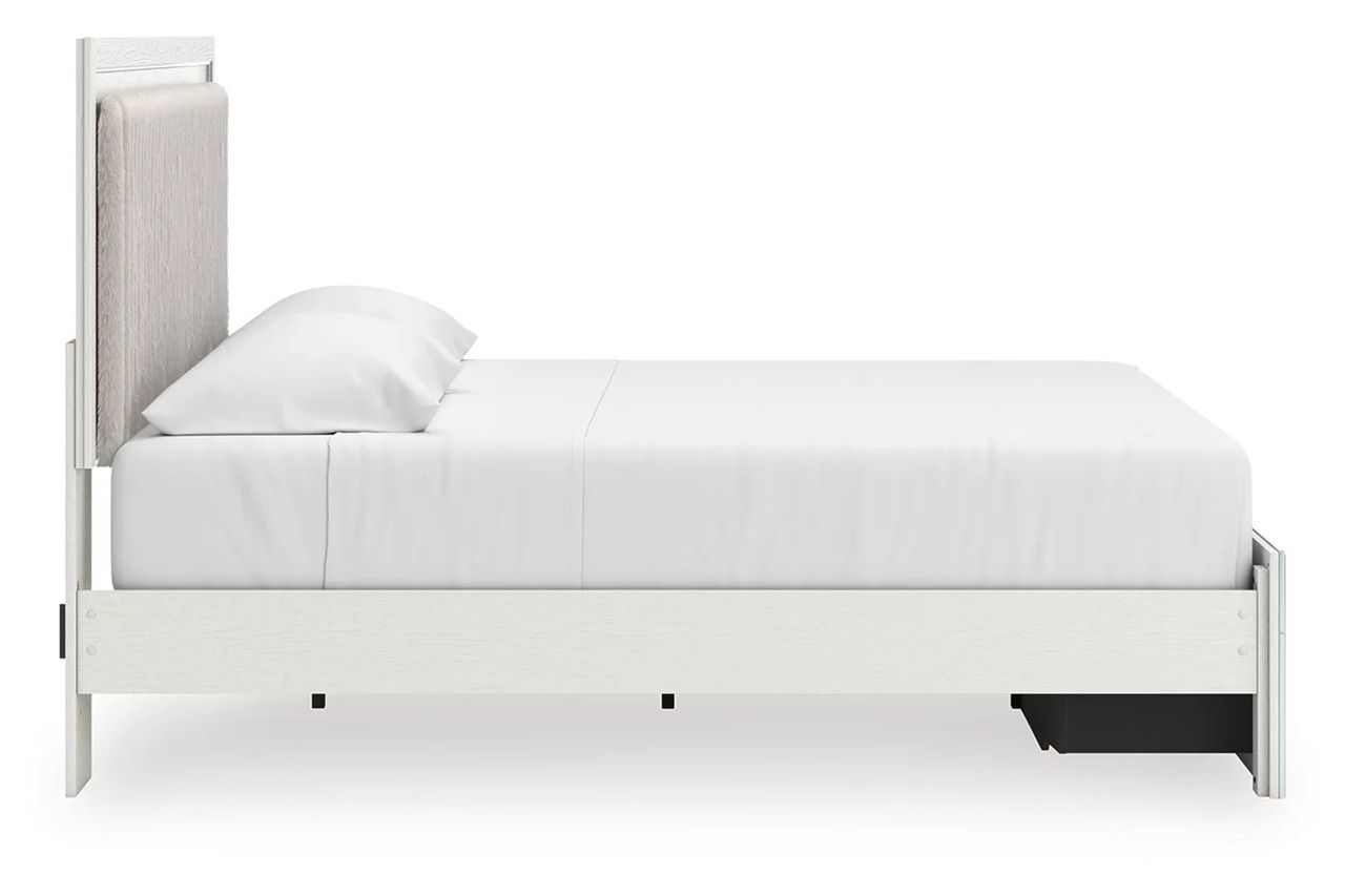 Ravalori King Upholstered Panel Storage Bed In White NCB3381B9