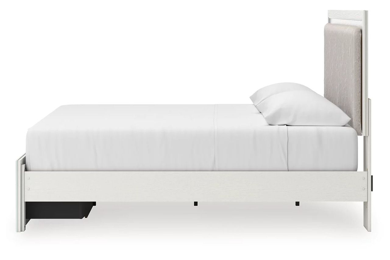 Ravalori King Upholstered Panel Storage Bed In White NCB3381B9
