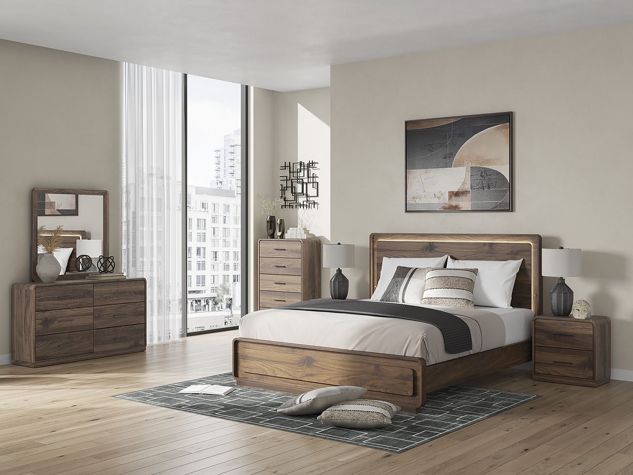 Chadworth Bedroom Mirror In Walnut Brown NCB38636