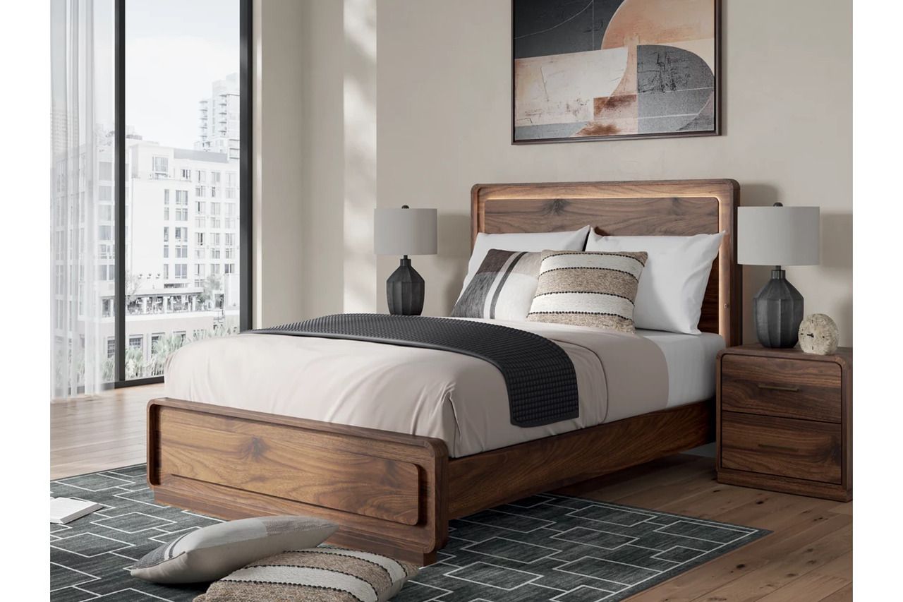 Chadworth Queen Panel Bed In Walnut Brown NCB386B2