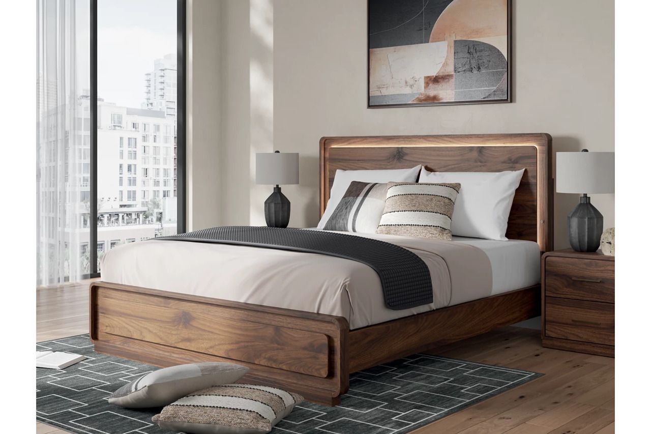 Chadworth California King Panel Bed In Walnut Brown NCB386B5
