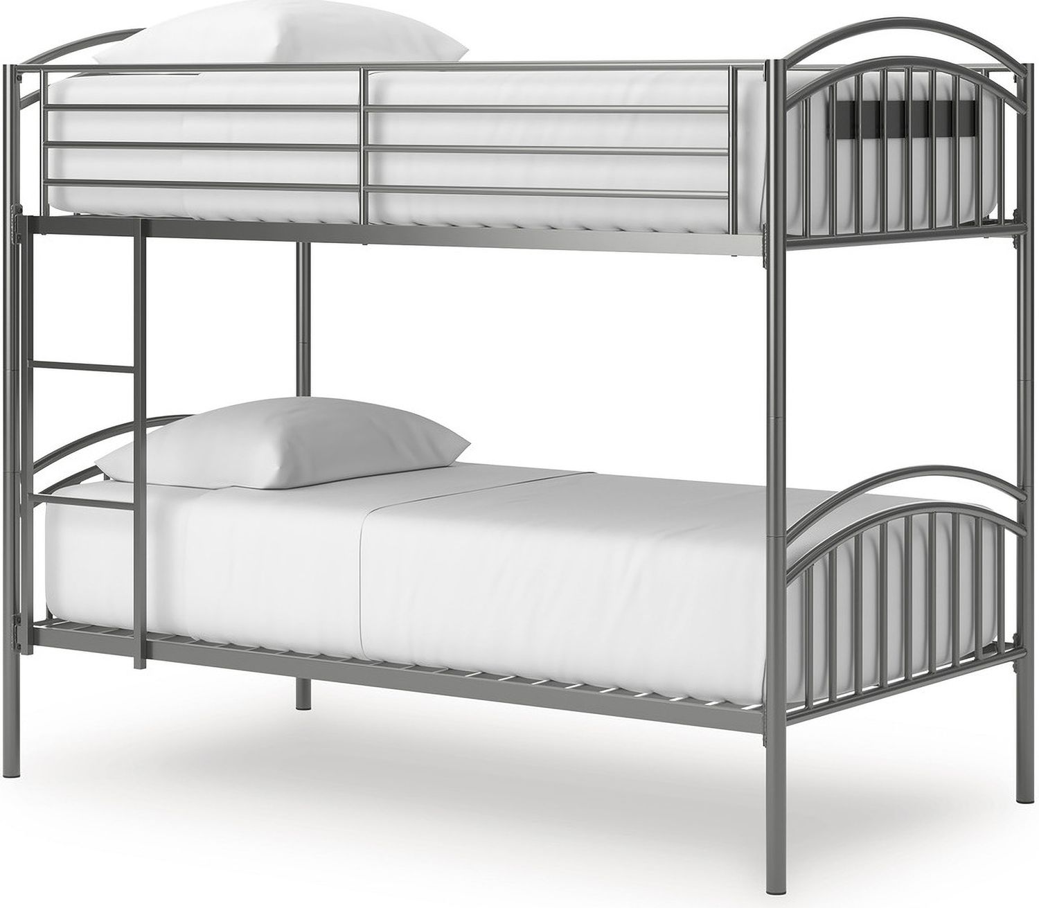 Graymound Twin over Twin Bunk Bed with Ladder In Gray NCB40059