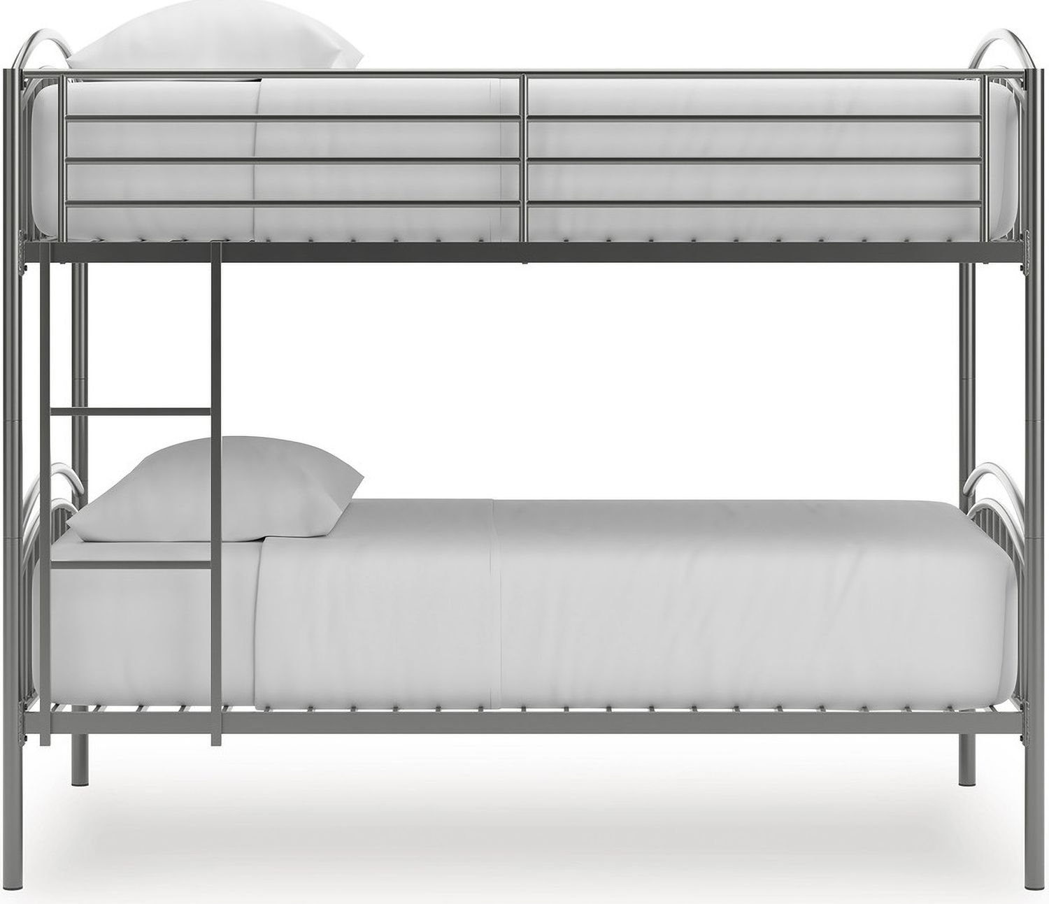 Graymound Twin over Twin Bunk Bed with Ladder In Gray NCB40059