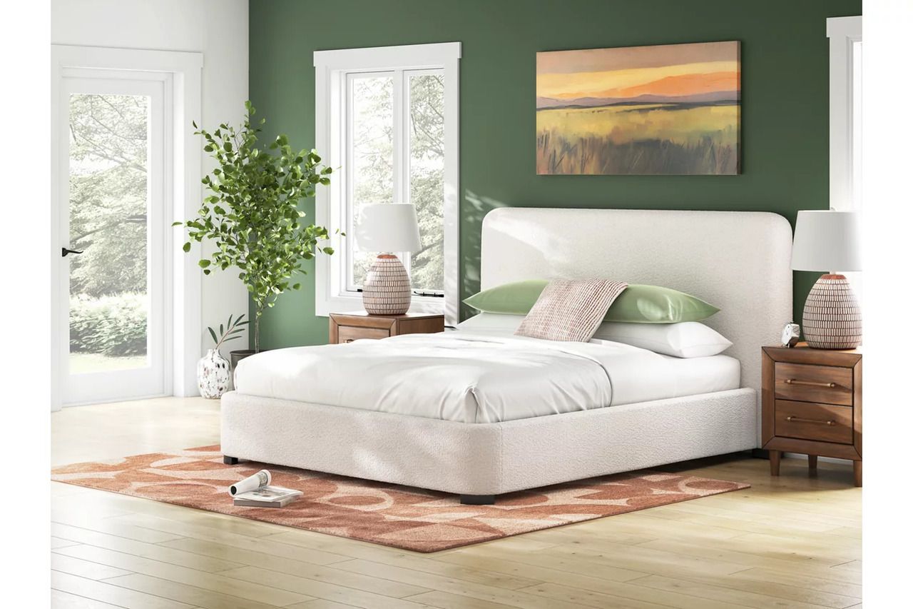 Brandinlane California King Upholstered Bed In Beige NCB40195