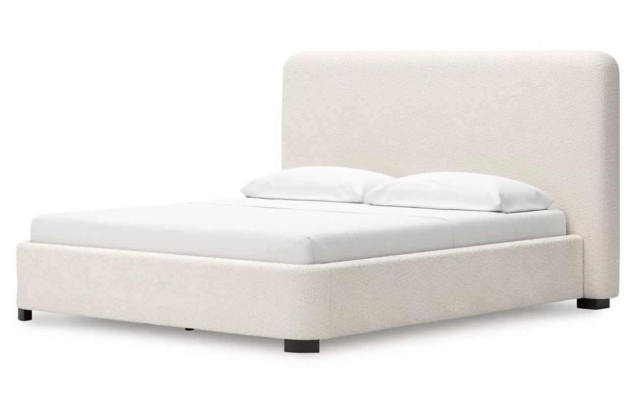 Brandinlane California King Upholstered Bed In Beige NCB40195