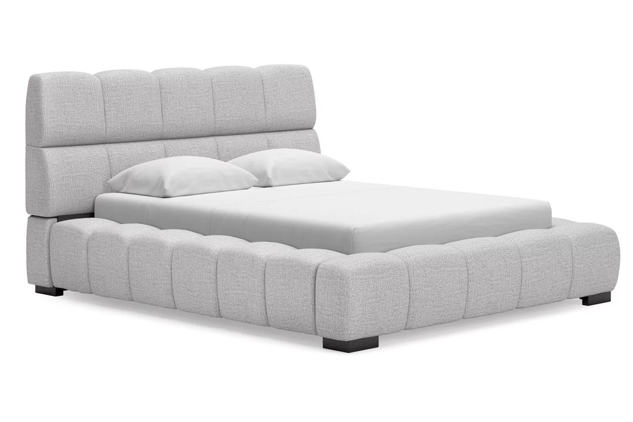 Wisperport Queen Upholstered Bed In Light Gray NCB584B1