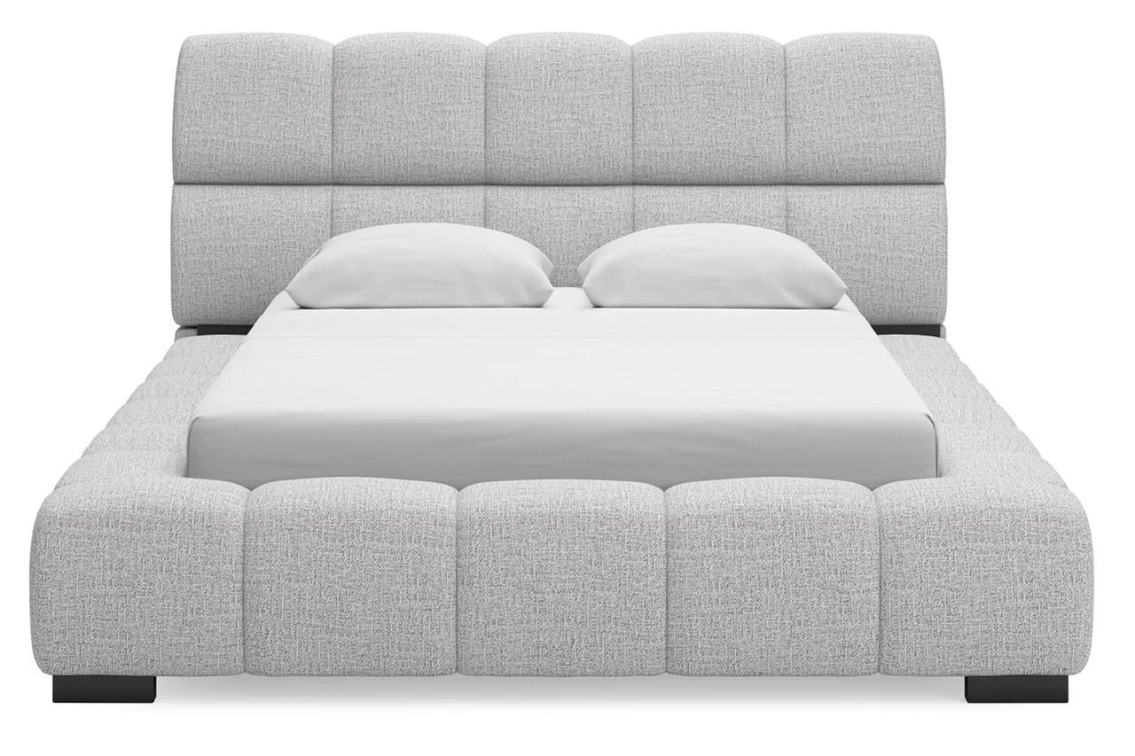 Wisperport Queen Upholstered Bed In Light Gray NCB584B1