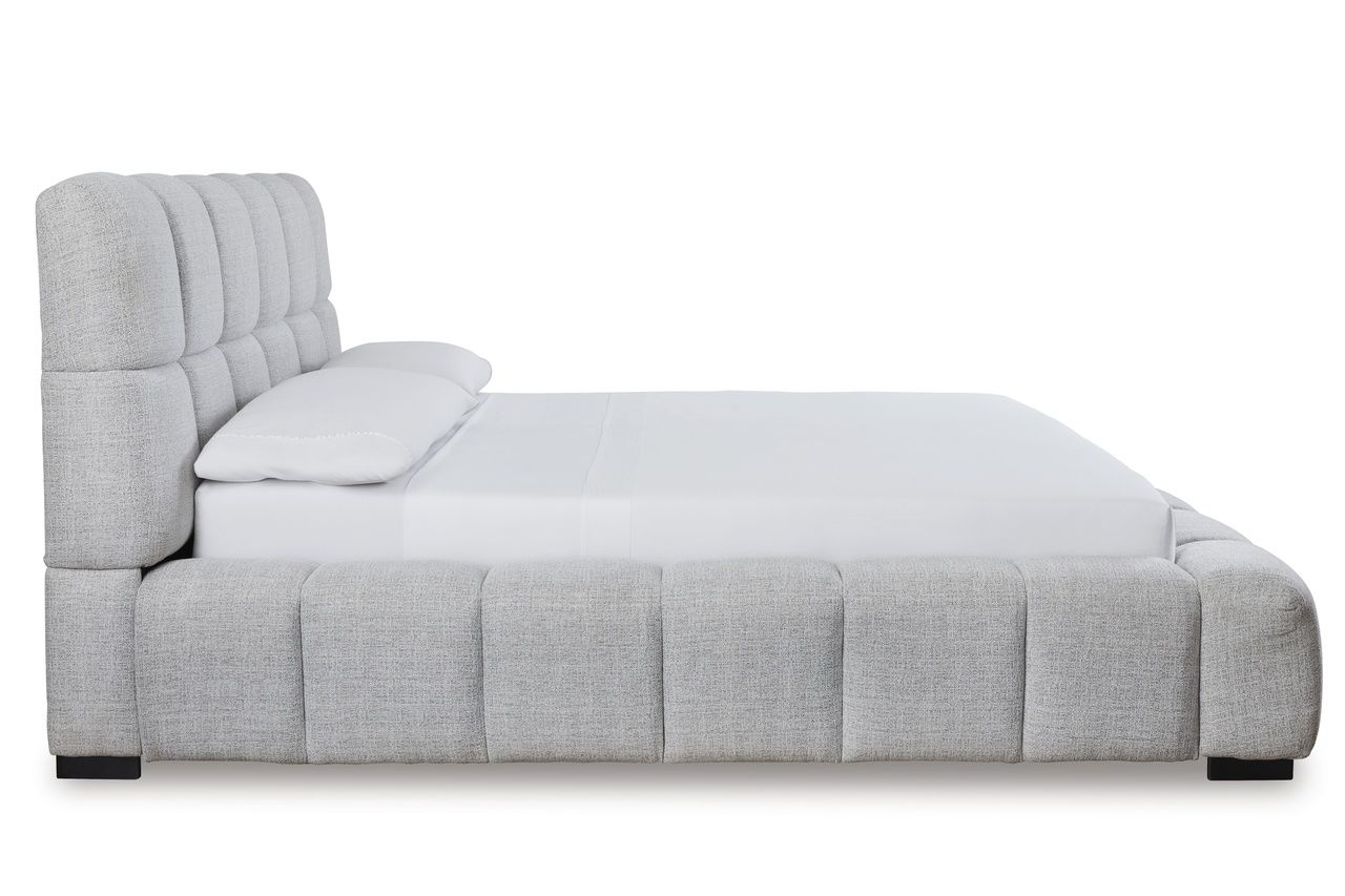 Wisperport Queen Upholstered Bed In Light Gray NCB584B1