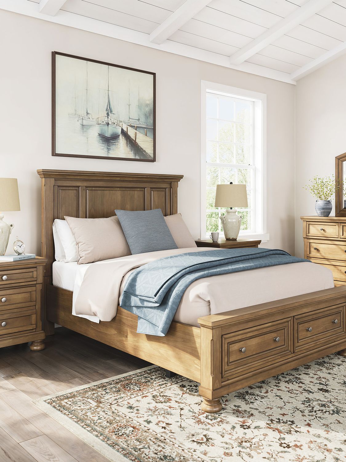 Glarrison Queen Panel Storage Bed In Medium Brown NCB779B11