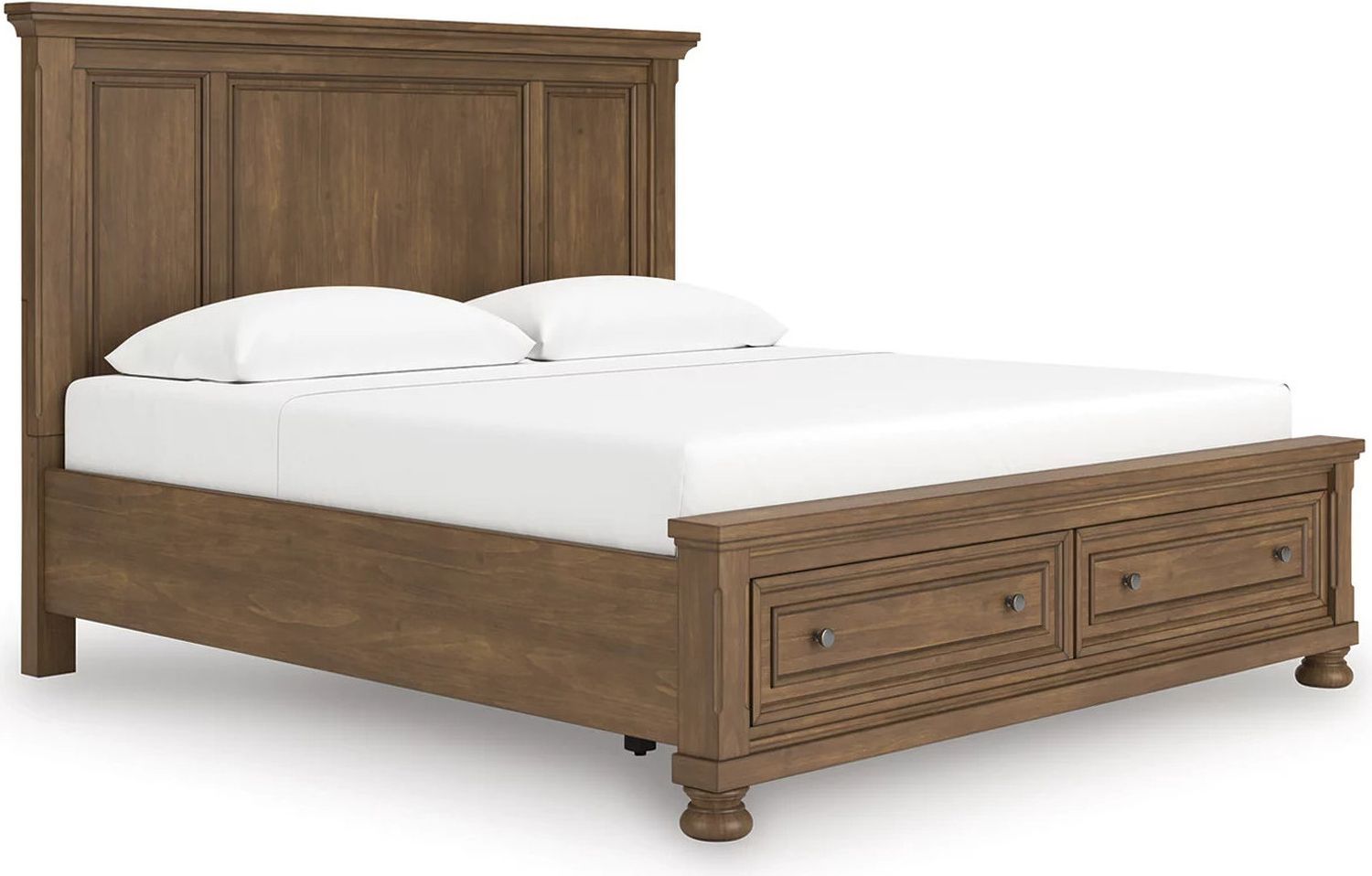 Glarrison King Panel Storage Bed In Medium Brown NCB779B12