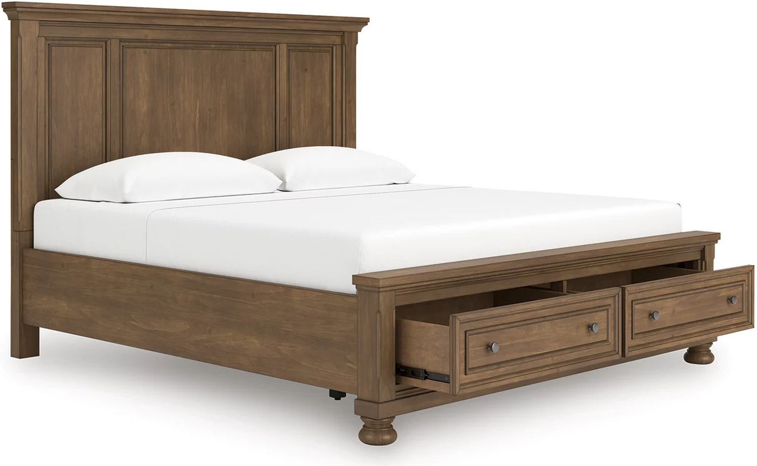 Glarrison King Panel Storage Bed In Medium Brown NCB779B12