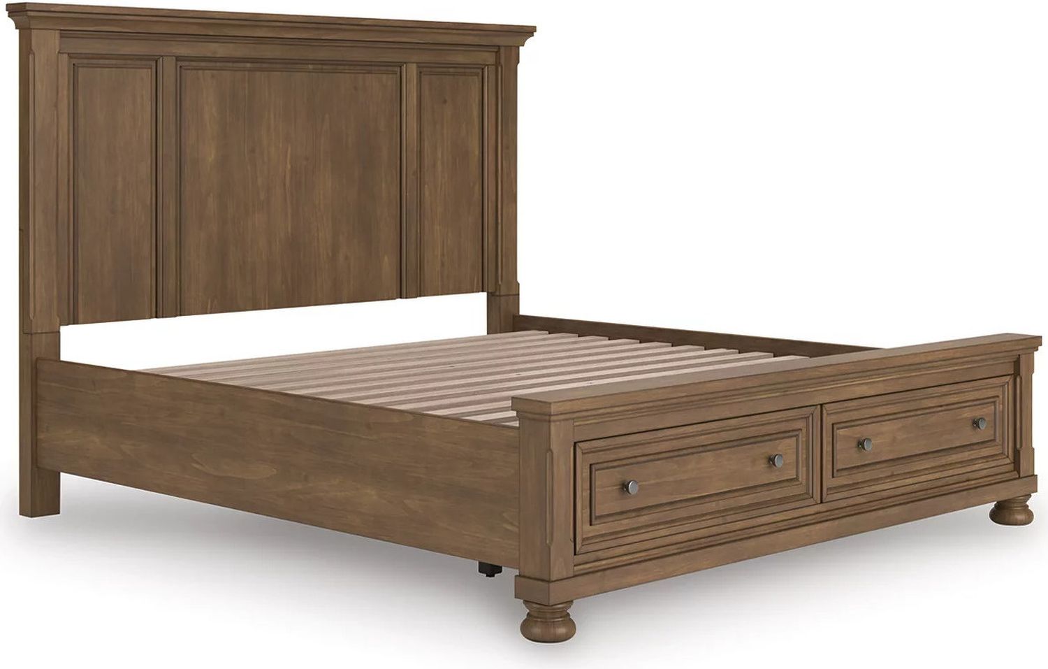 Glarrison King Panel Storage Bed In Medium Brown NCB779B12