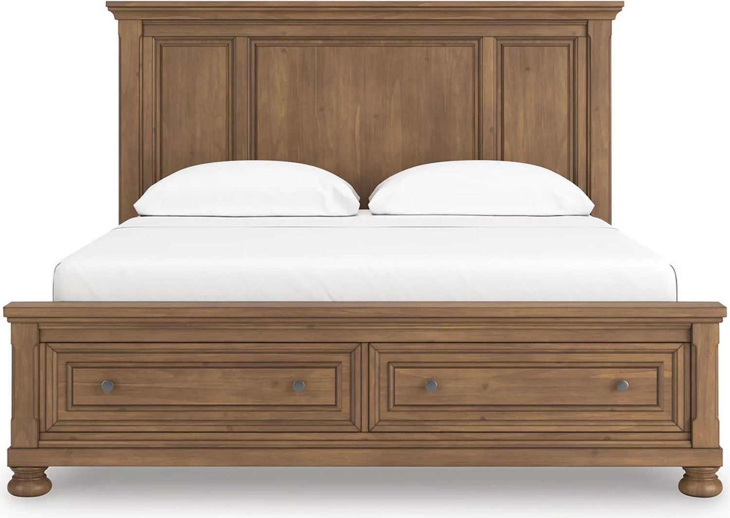 Glarrison California King Panel Storage Bed In Medium Brown NCB779B13