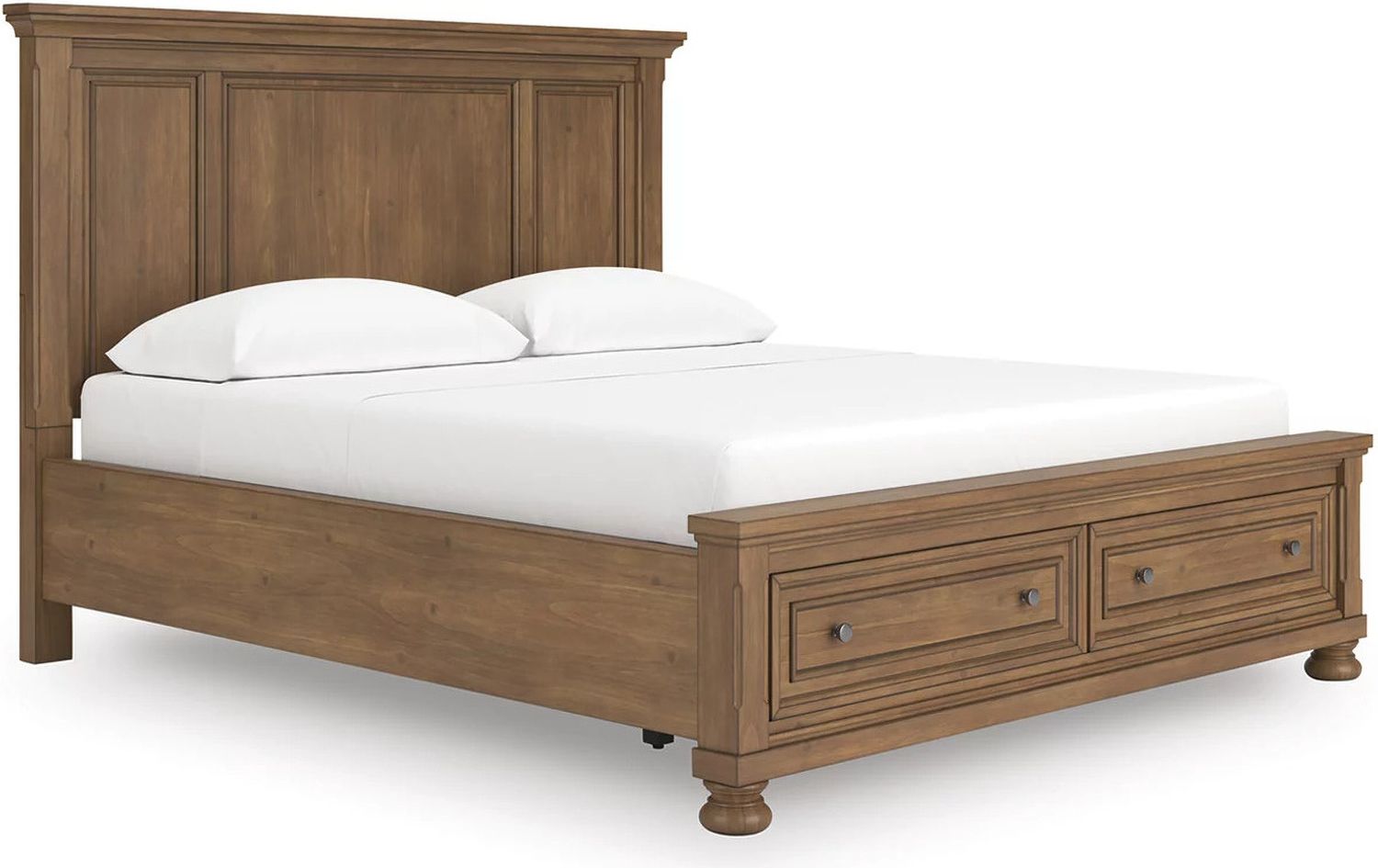 Glarrison California King Panel Storage Bed In Medium Brown NCB779B13