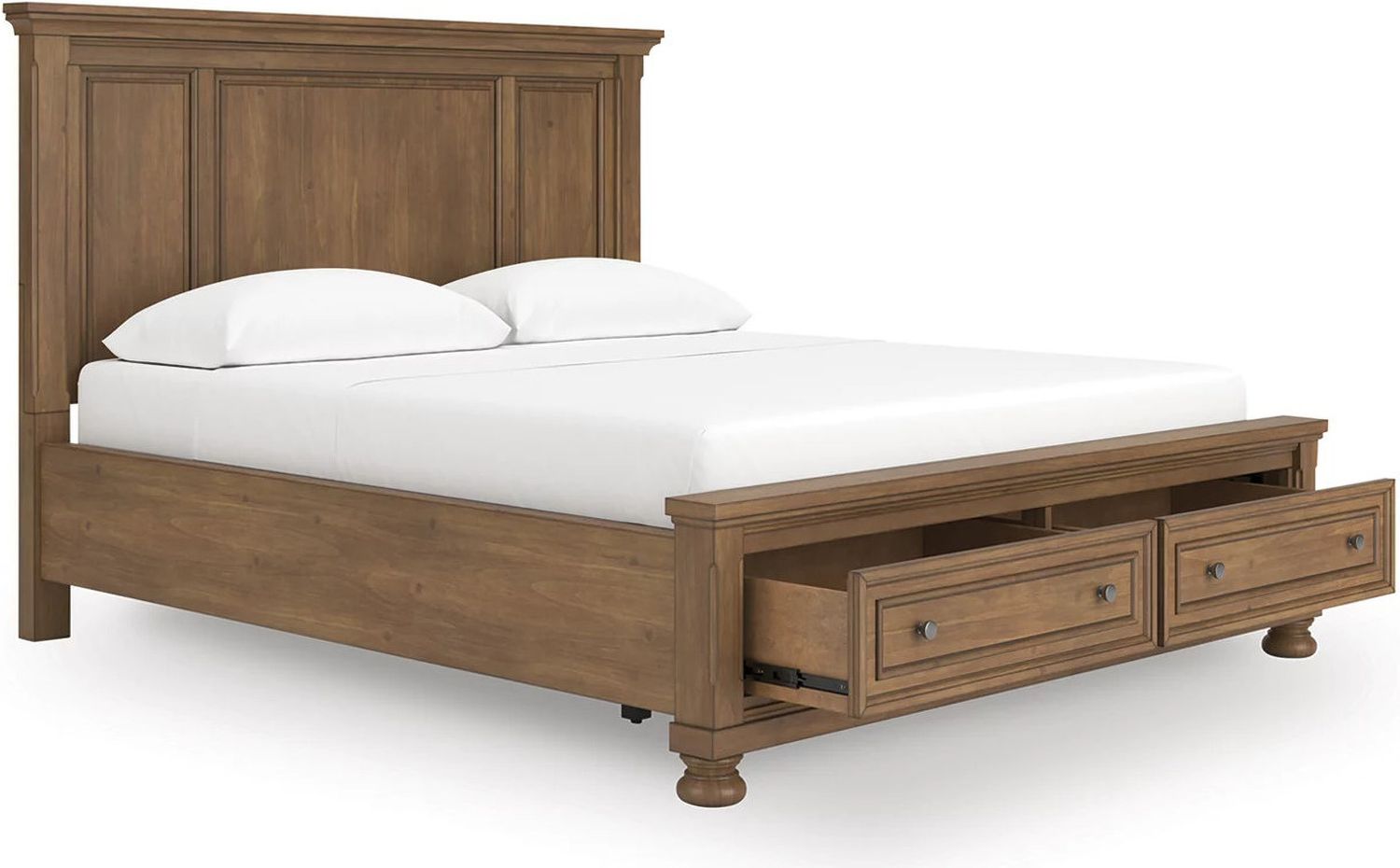 Glarrison California King Panel Storage Bed In Medium Brown NCB779B13