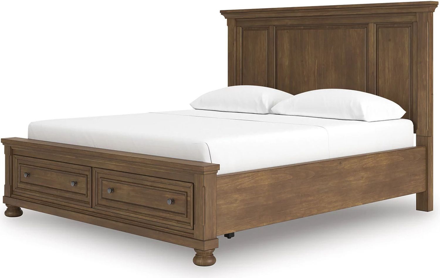Glarrison California King Panel Storage Bed In Medium Brown NCB779B13