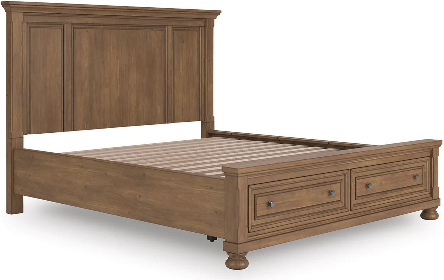 Glarrison California King Panel Storage Bed In Medium Brown NCB779B13