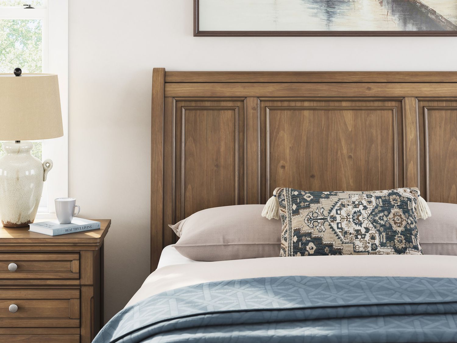 Glarrison Queen Sleigh Bed In Medium Brown NCB779B14