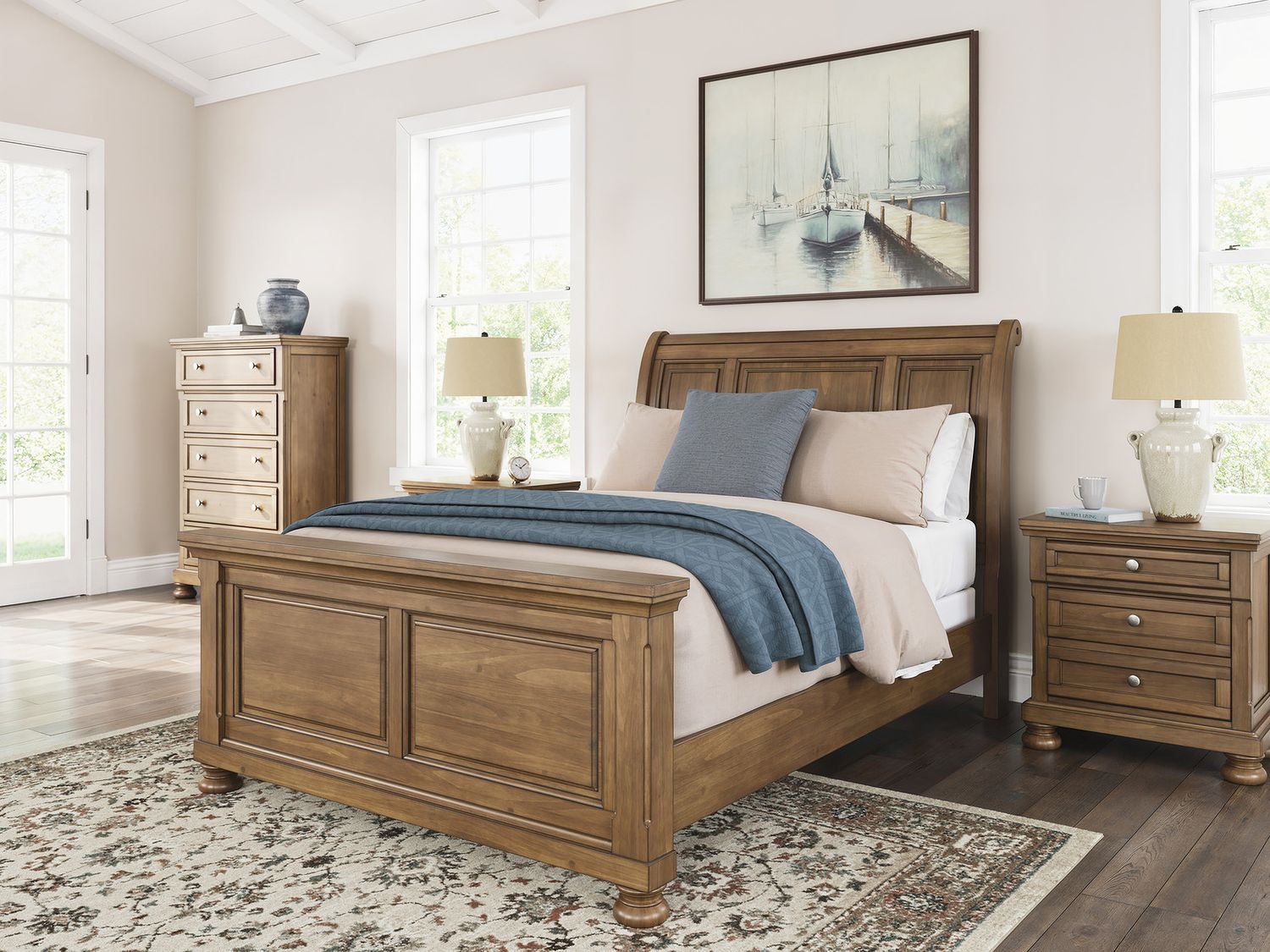 Glarrison Queen Sleigh Bed In Medium Brown NCB779B14