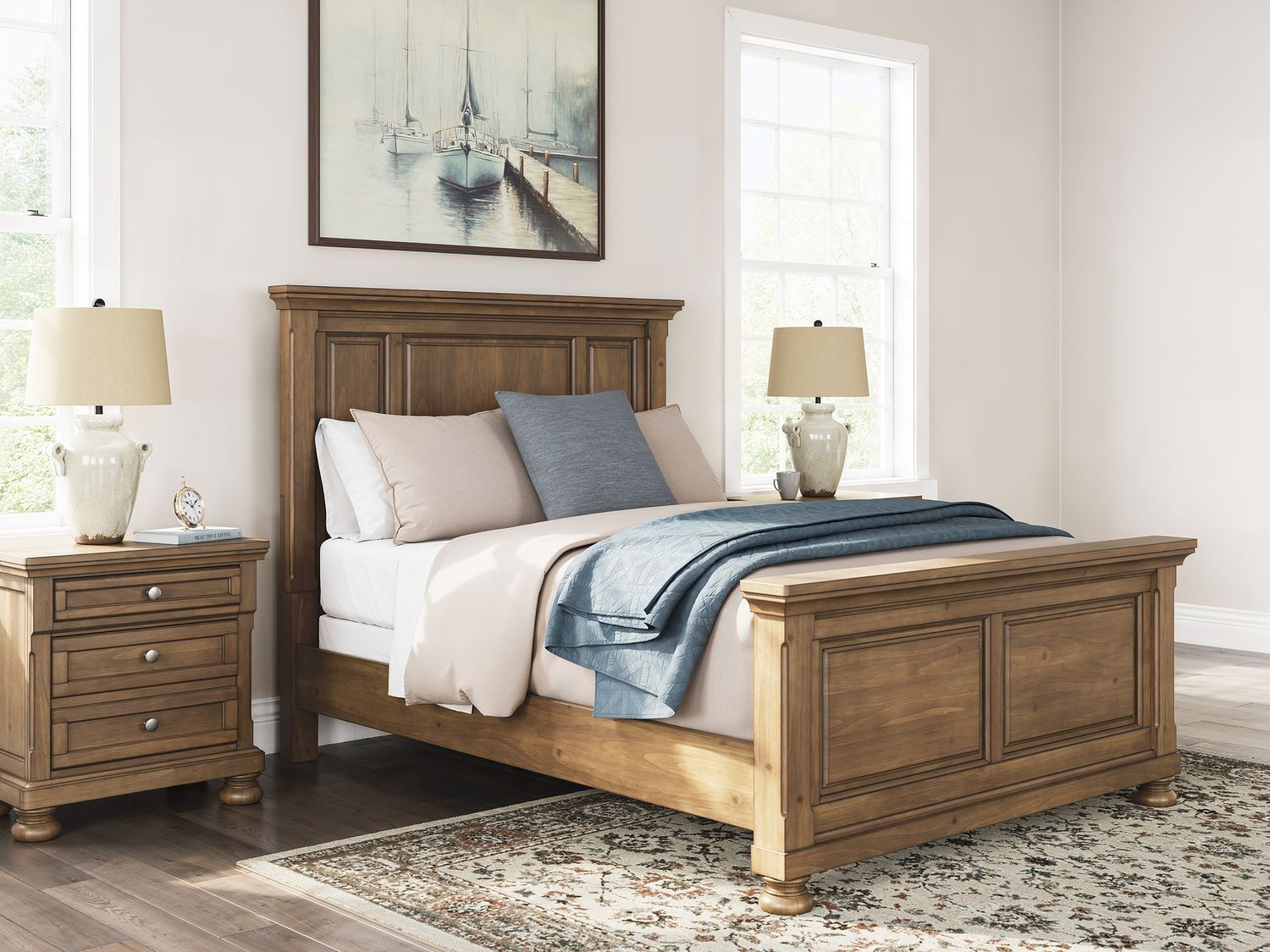 Glarrison Queen Panel Bed In Medium Brown NCB779B2